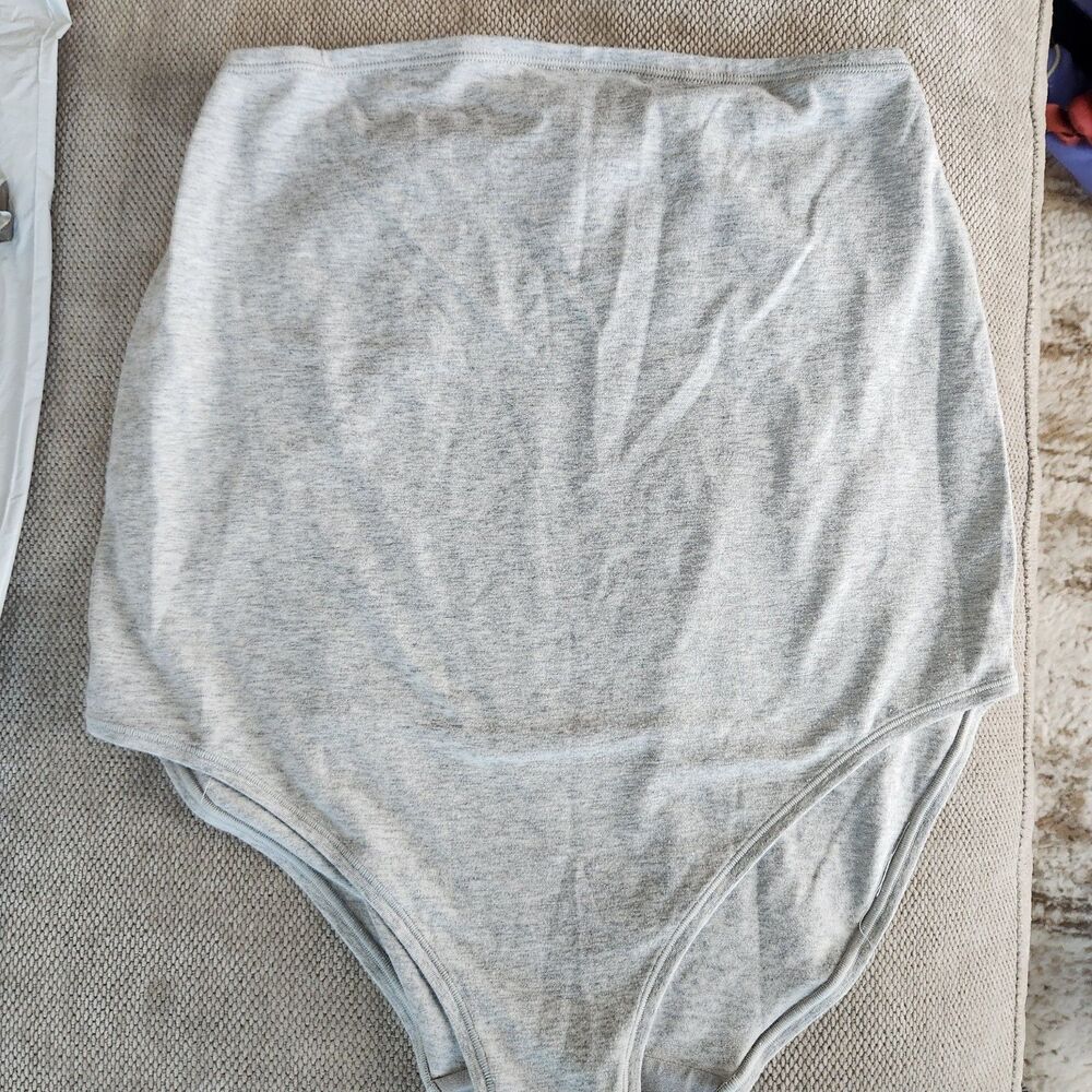 Skims Medium Light Heather Grey Cotton Jersey Maternity High Waisted Brief NWT